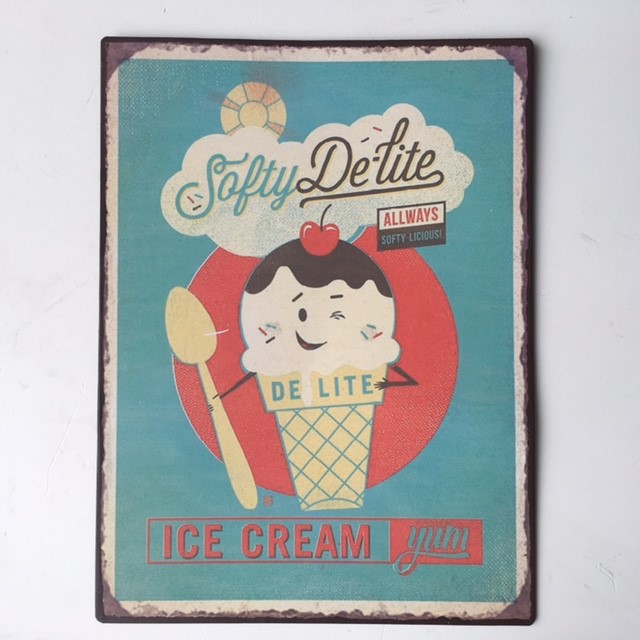 SIGN, Metal Ice Cream Yum Stall Sign 25 x 35cm